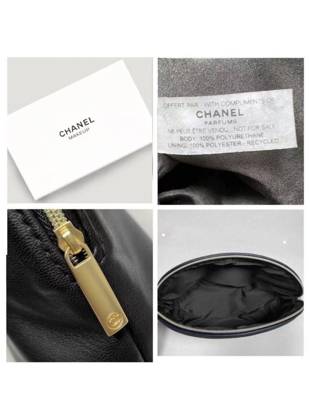 CHANEL BEAUTÉ Black Leather Cosmetic Bag - Picture 3 of 6